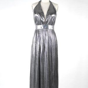 Retro 1970 Silver Metallic Maxi Dress